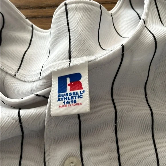 Russell Athletic White and Black Baseball Jersey